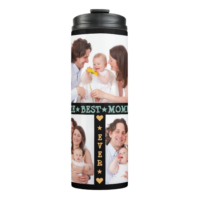 Family 3 Photo Collage Best Mum Ever Mother's Day Thermal Tumbler (Front)