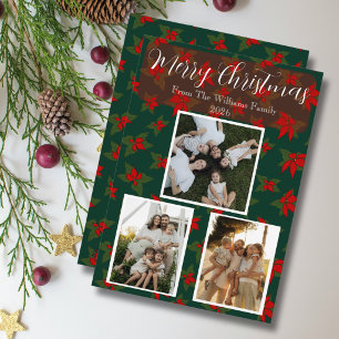 Family 3 photo name holiday card