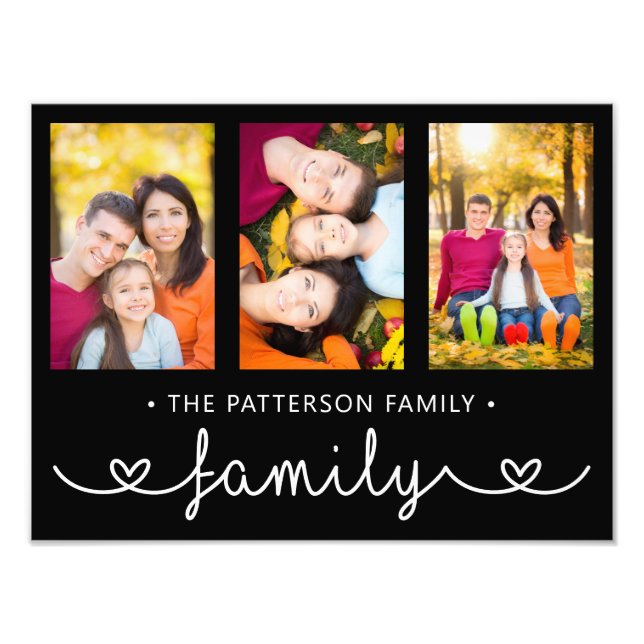 Family 3 Photo Template Personalised Script (Front)