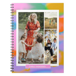Family 3 photos colourful birthday modern notebook