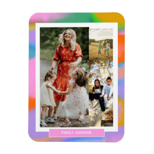 Family 3 photos colourful modern beautiful gift magnet