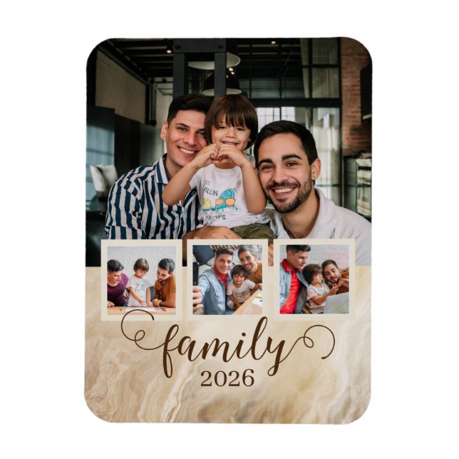 Family 4 Photo Collage  Magnet (Vertical)
