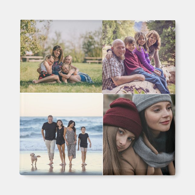 Family 4 Photo Create Your Own Magnet (Front)