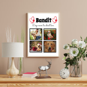 Family 4 photo customized dog collage poster