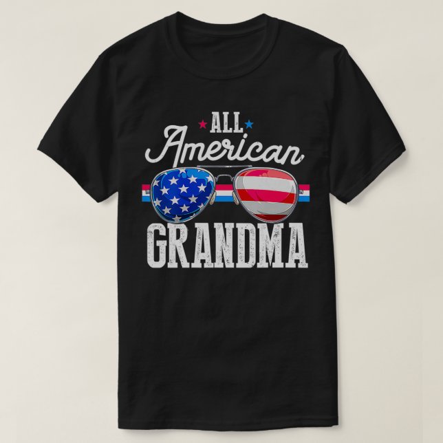Family 4th Of July s Matching Grandma American Fla T-Shirt (Design Front)
