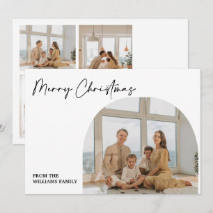 Family 5 Photo Grid Merry Christmas Holiday Card