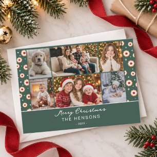 Family 6 Photo Collage Christmas Cookie Holiday Card