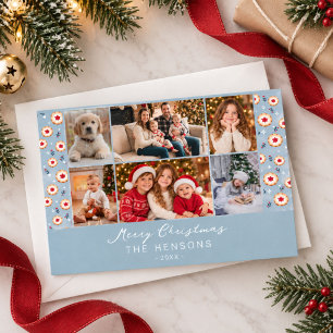 Family 6 Photo Collage Christmas Cookie Holiday Card