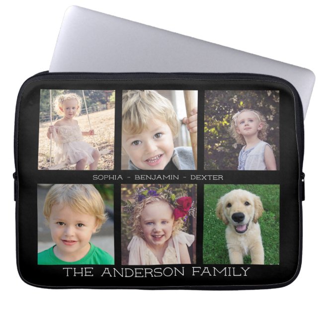 Family | 6 Photo Collage Laptop Sleeve (Front)