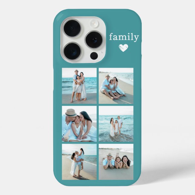 Family 6 Photo Teal Case-Mate iPhone Case (Back)