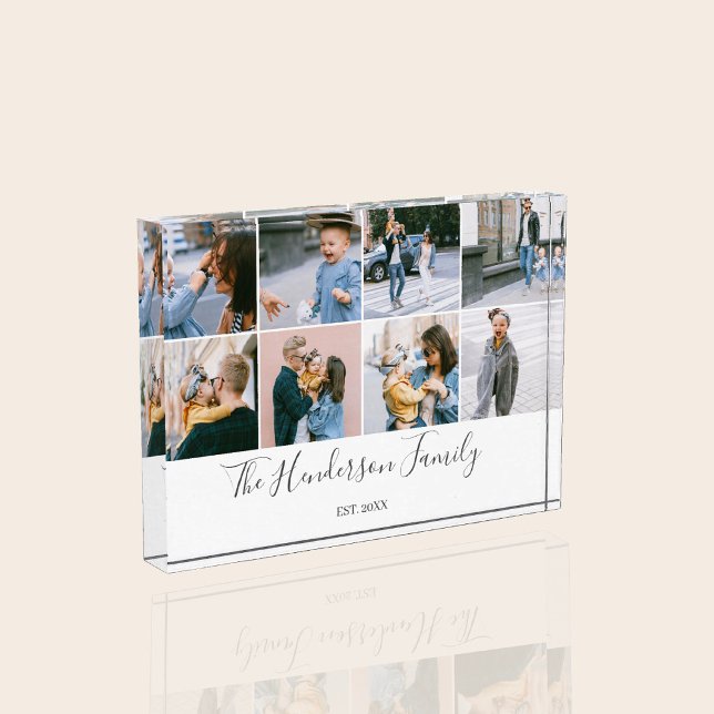 Family 8 Photo Collage Modern Script Block (Creator Uploaded)