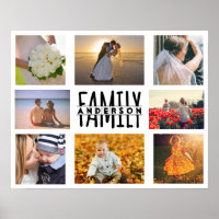 Family 8 Photo Collage Template Plus Add Name V1