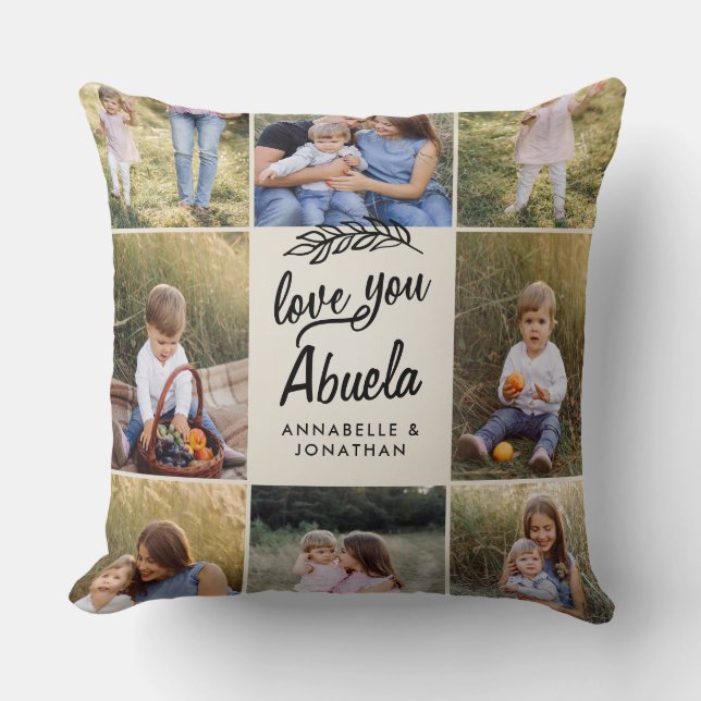 family abuela gift 8 photo grandchild simple  cushion (Front)