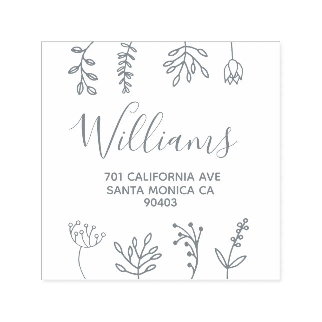 family address floral decor self-inking stamp (Design)