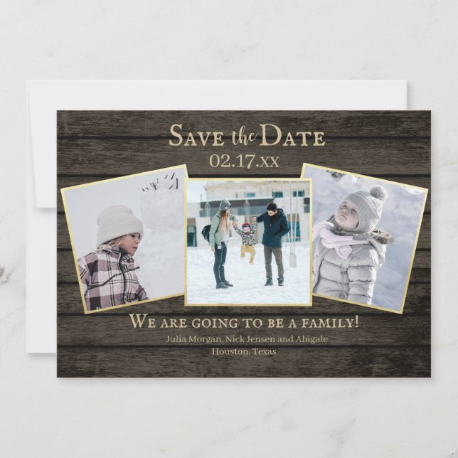 Family Adoption Rustic Wood Photo Save the Date (Front)