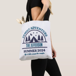 Family Adventure Camping Trip Personalised Name Tote Bag