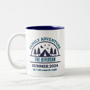 Family Adventure Camping Trip Personalised Name Two-Tone Coffee Mug