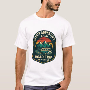 Family Adventure Crew – Retro Road Trip Badge T-Shirt