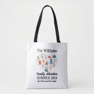 Family Adventure Hiking Camping Trip Heart Love Tote Bag