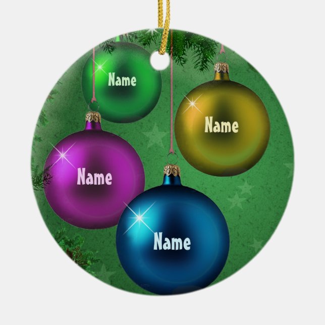 Family Afar (customisable) Ceramic Tree Decoration (Front)