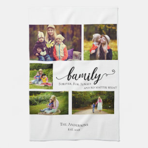 Family Always Forever 5 photo Collage Quote Sweet  Tea Towel