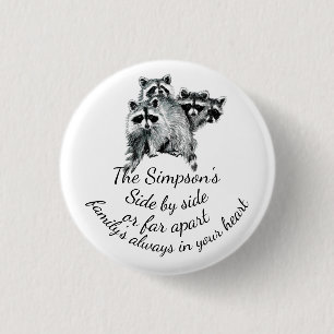 Family Always in Your Heart Quote Cute Raccoons 3 Cm Round Badge