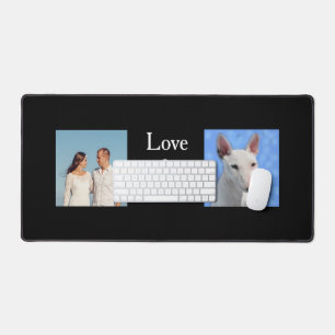 Family and Bull Terrier Custom Photos Desk Mat