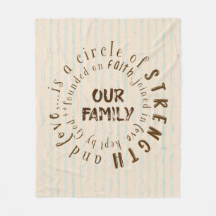 Family and Faith Circle Quote Fleece Blanket