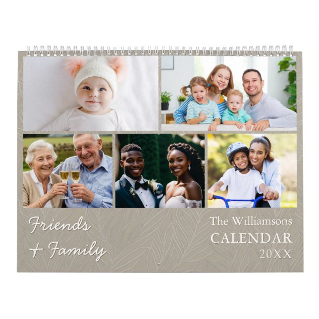 Family and Friends Elegant Grey Photo Calendar (Cover)