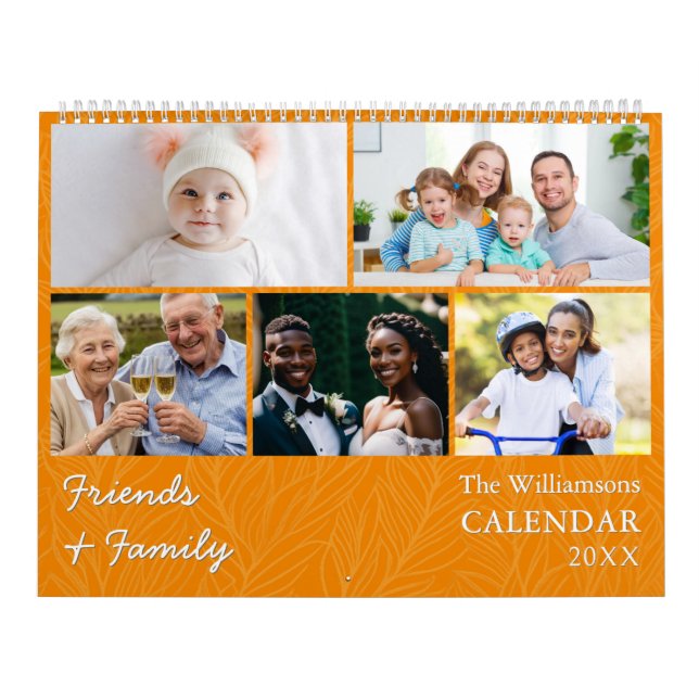 Family and Friends Multi Photo Orange Calendar (Cover)