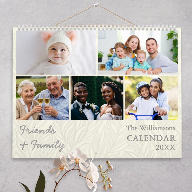 Family and Friends Photos Cream Personalised Calendar (A calendar to personalize with your own photos of friends and family for each month of the year)