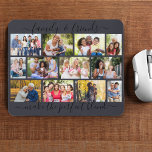 Family and Friends Quote 12 Photo Collage Slate Mouse Mat<br><div class="desc">Create your own photo collage mousepad with family quote in elegant script typography. The photo template is set up for you to add 12 of your favourite pictures, which are displayed in a modern masonry grid of landscape and portrait photos. The saying reads "family & friends make the perfect blend"...</div>