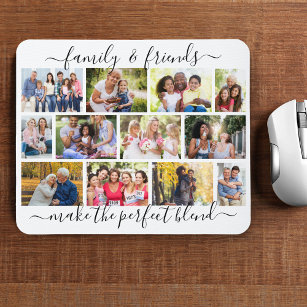 Family and Friends Quote 12 Photo Collage White Mouse Mat