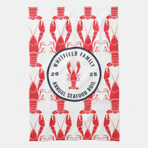 Family Any Occasion Lobster Boil Custom Tea Towel