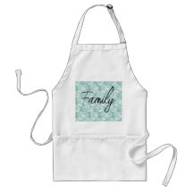 Family aqua floral garden apron