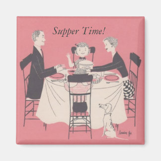 family at the table, Supper Time! Magnet