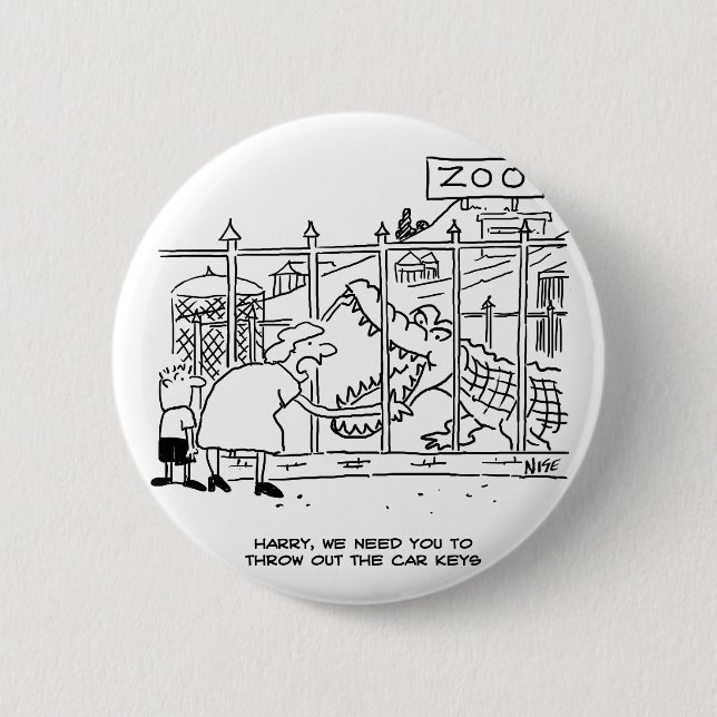 Family at the Zoo. Dad Swallowed by Alligator 6 Cm Round Badge (Front)