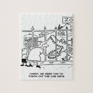 Family at the Zoo. Dad Swallowed by Alligator Jigsaw Puzzle