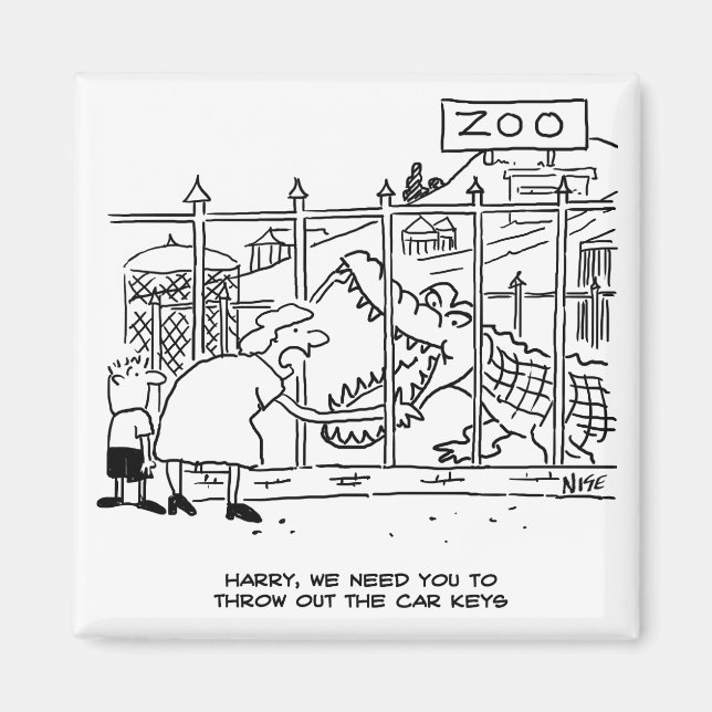 Family at the Zoo. Dad Swallowed by Alligator Magnet (Front)