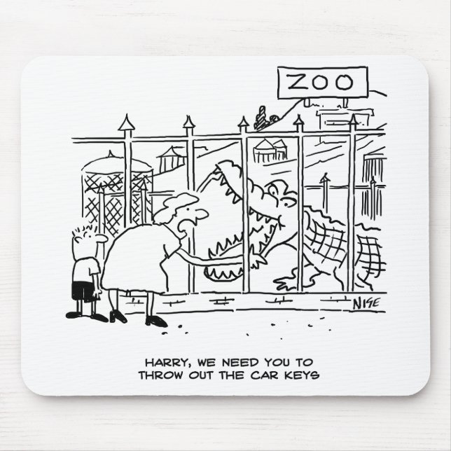 Family at the Zoo. Dad Swallowed by Alligator Mouse Mat (Front)