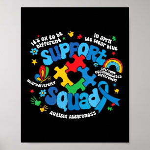 Family Autism Support Squad Autism Awareness Sped Poster
