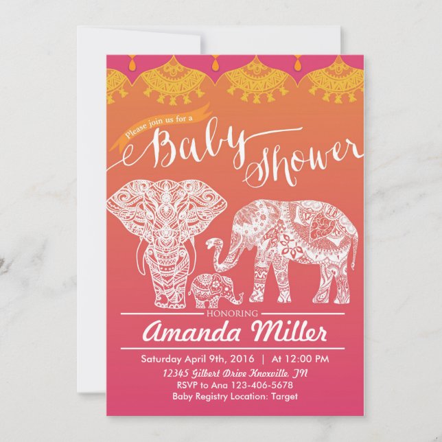 Family Baby Shower - Indian Inspiration - India Invitation (Front)