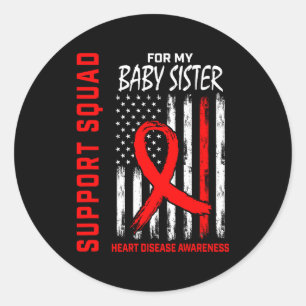 Family Baby Sister Heart Disease Awareness Flag Ba Classic Round Sticker