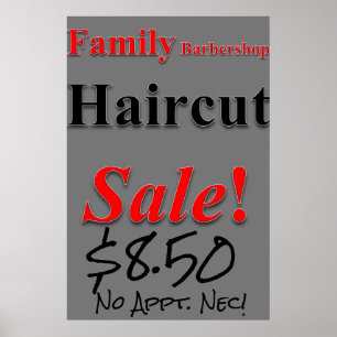 Family Barbershop Haircut Sale Beauty Salon Poster