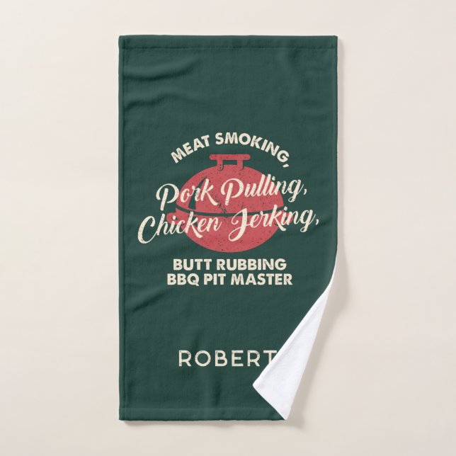 Family BBQ Pit Master Grill Dad Custom Hand Towel (Hand Towel)