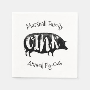 Family BBQ Ribs Vintage Pig Funny Napkin