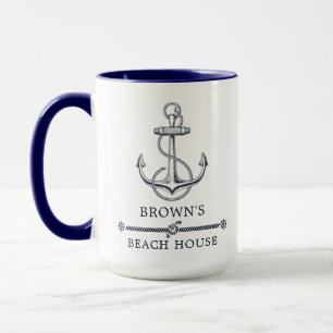 Family Beach House Nautical Anchor Mug