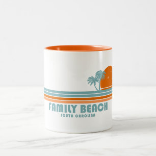 Family Beach South Carolina Sun Palm Trees Two-Tone Coffee Mug