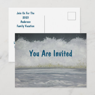 Family Beach Vacation Simple Gathering Invitation Postcard