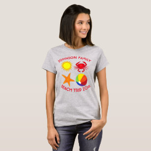 Family Beach Vacation Starfish Crab Beachball Sun T-Shirt